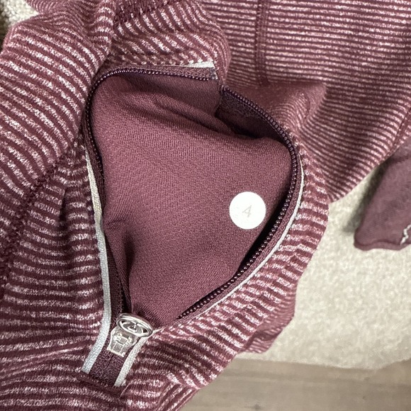 Lululemon Run Swiftly Tech Long Sleeve Maroon Stripe Running Top Womens Size 4 - Picture 8 of 8